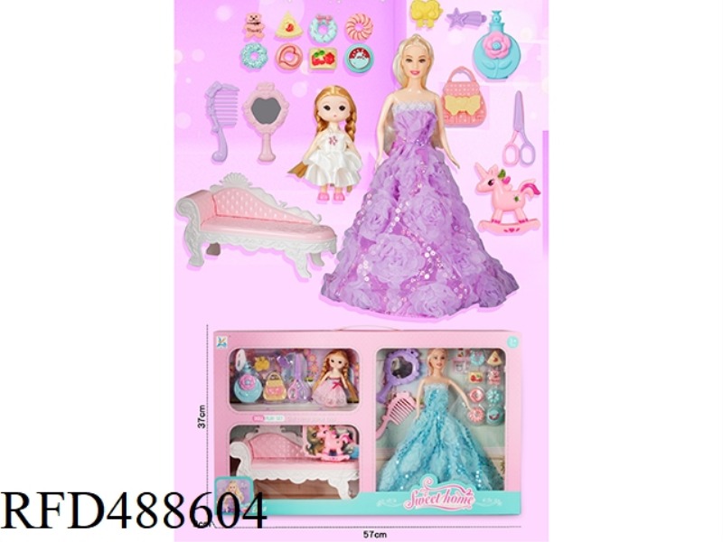 PRINCESS CHAIR WITH 11-INCH REAL BODY BARBIE AND 4-INCH BARBIE