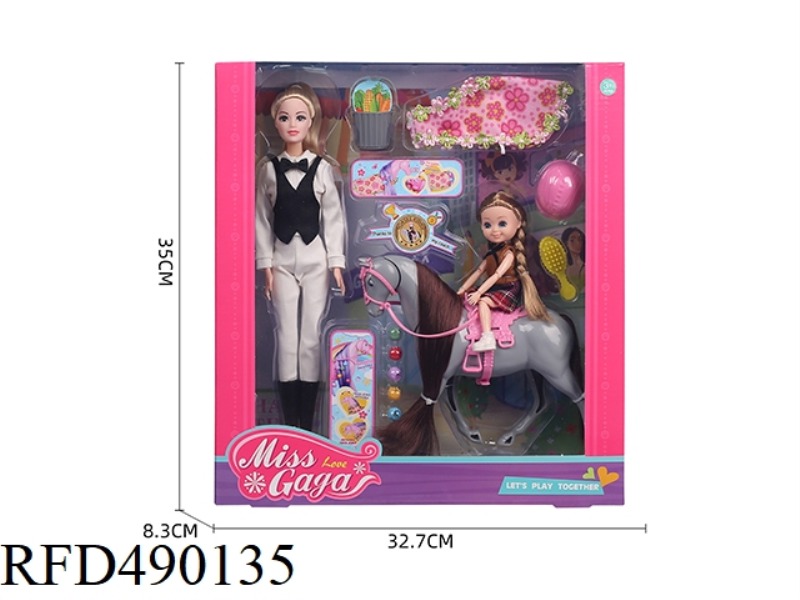 11.5-INCH LIVE KNUCKLE BARBIE WITH 6 INCH LIVE KNUCKLE BARBIE AND HORSE HAT COMB HORSE CLOTHING HORS