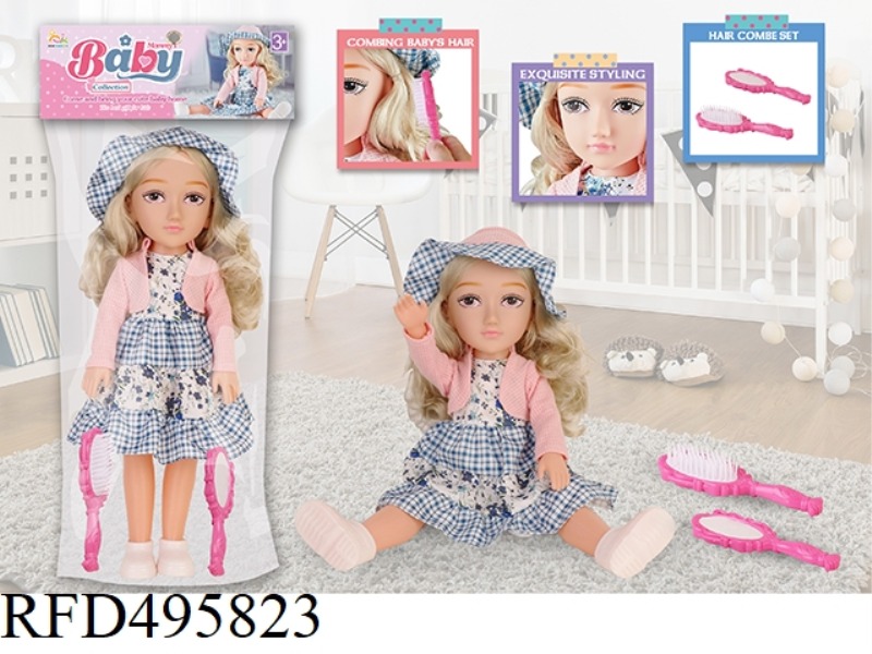 18-INCH ENGLISH 12-TONE IC BARBIE DOLL (WITH ROSE COMB MIRROR)