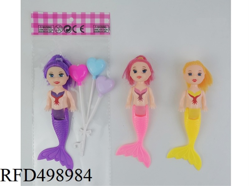 THREE-INCH FULL-BODY STRAIGHT TAIL MERMAID WITH THREE-HEART BALLOON