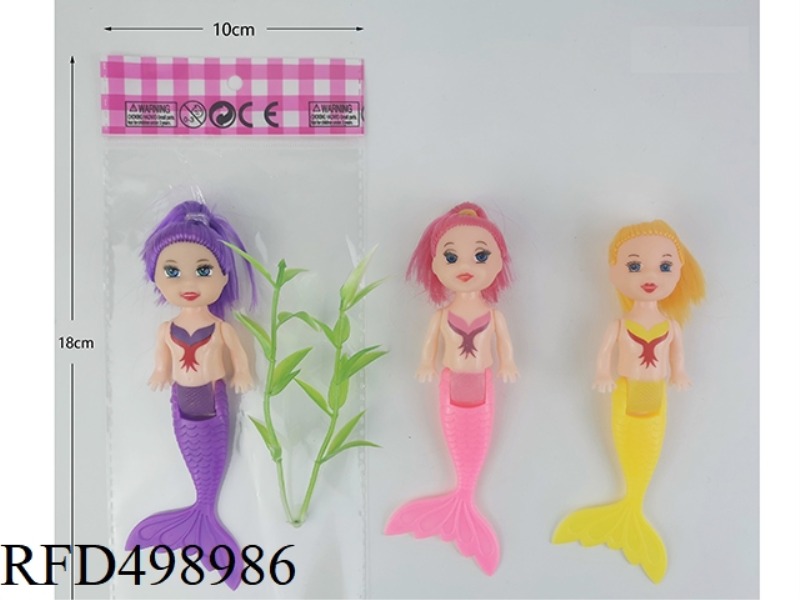 THREE INCH FULL-BODY STRAIGHT TAIL MERMAID WITH WATER WEED