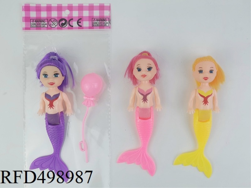 THREE-INCH FULL-SIZE STRAIGHT TAIL MERMAID WITH BALLOONS