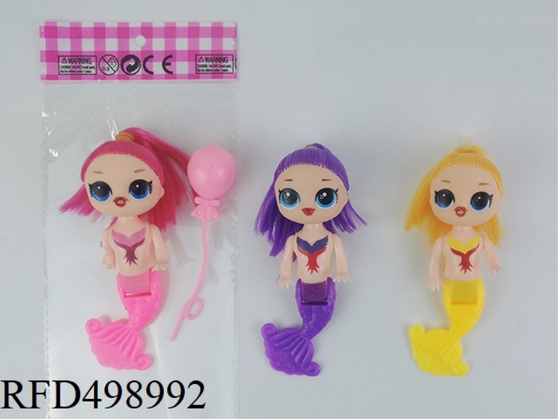 THREE INCH FULL-BODY BENDING TAIL SURPRISE DOLL MERMAID PLUS BALLOON