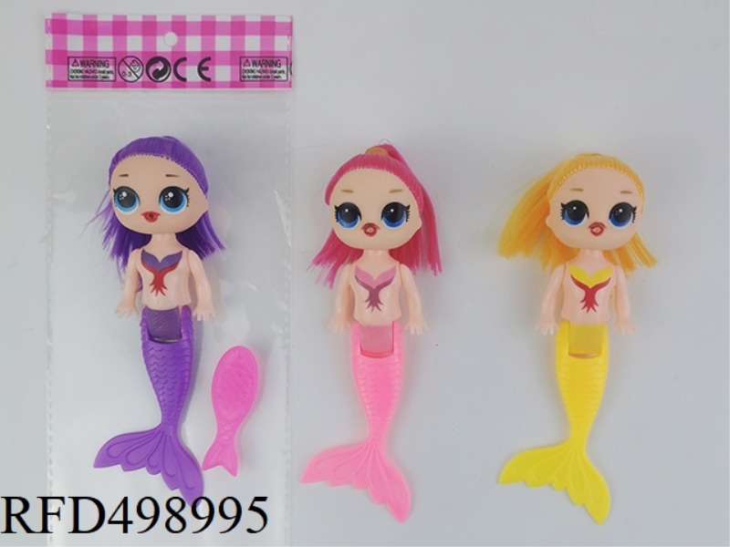 THREE INCH BODY STRAIGHT TAIL SURPRISE MERMAID WITH A SMALL FISH COMB