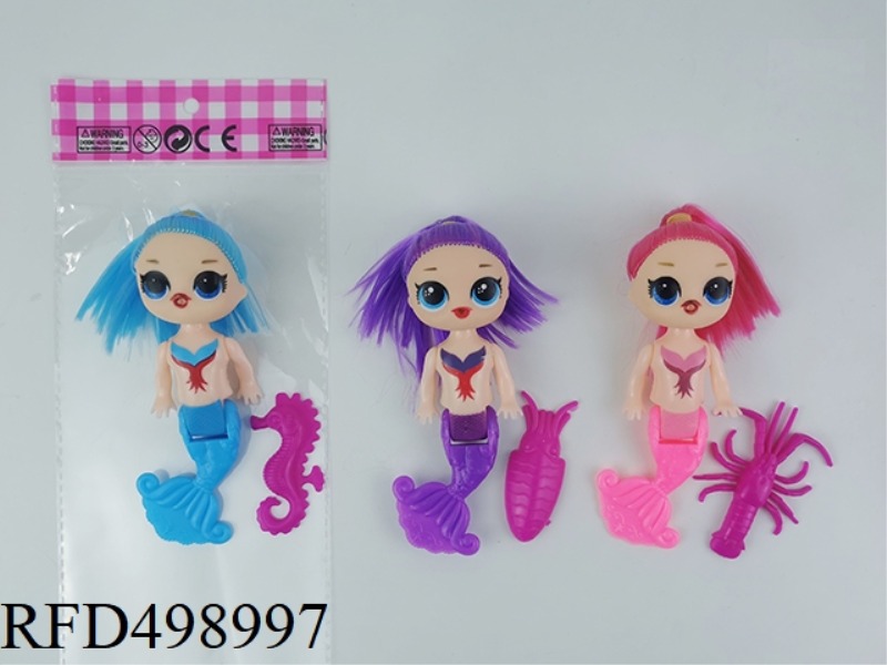 THREE INCHES FULL BODY CURVED TAIL SURPRISE DOLL MERMAID PLUS SEA ANIMALS