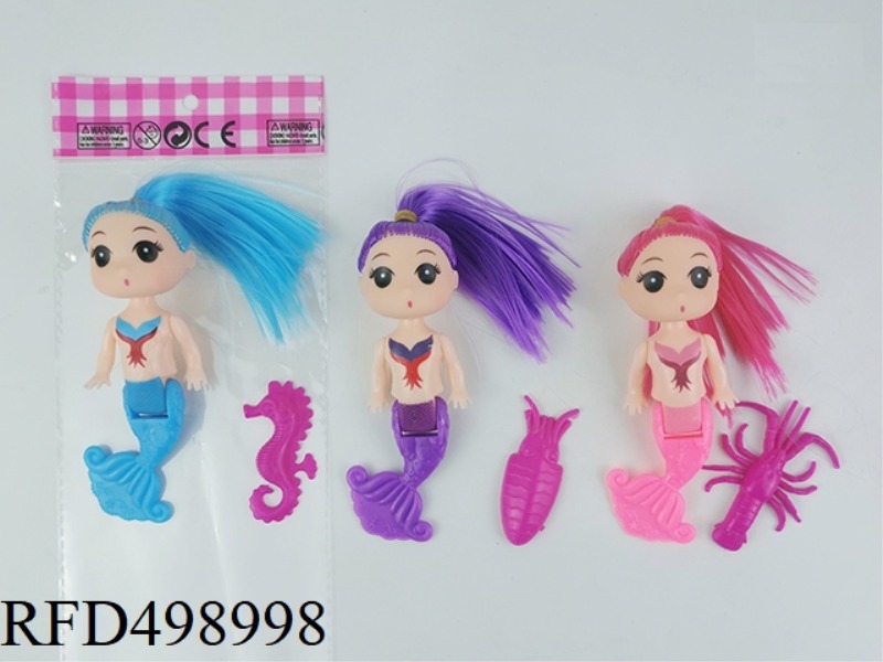 THREE INCHES SOLID BODY BENT TAIL CONFUSED DOLL MERMAID PLUS SEA ANIMALS