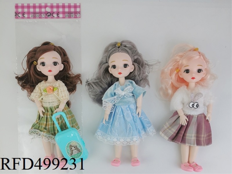 NINE-INCH FULL-BODY TWELVE-JOINTED YELOLI DOLL PLUS SUITCASE MULTI-COLOR MIXED PACKAGE