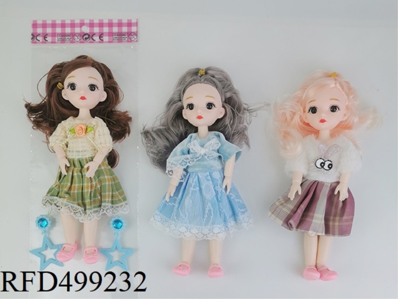 NINE-INCH FULL-BODY 12-JOINT YELOLI DOLL WITH EARRINGS MULTI-COLOR MIX
