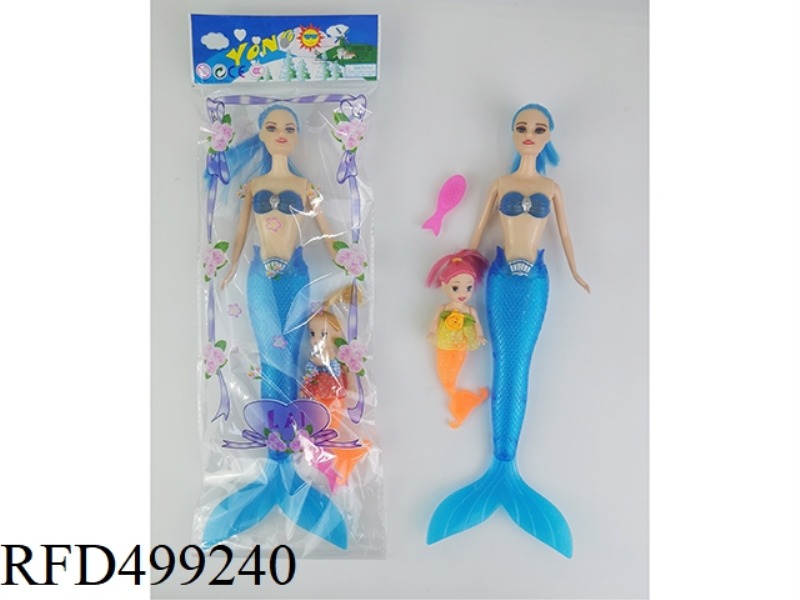 11-INCH FULL-BODY LIGHT MERMAID DOLL PLUS 3-INCH FULL-BODY MERMAID PLUS FISH COMB MULTI-COLOR MIX