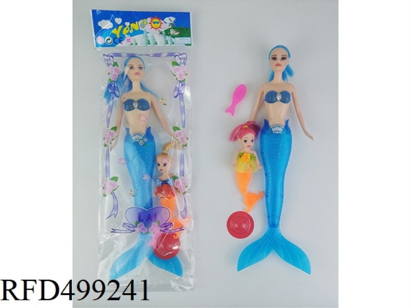 11-INCH FULL-BODY LIGHT MERMAID DOLL PLUS 3-INCH FULL-BODY MERMAID PLUS SMALL FISH COMB PLUS HAT MUL