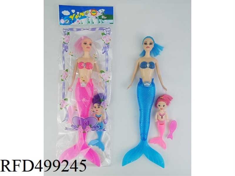 11-INCH FULL-BODY LIGHT MERMAID DOLL PLUS 3-INCH FULL-BODY MERMAID PLUS FISH COMB MULTI-COLOR MIX