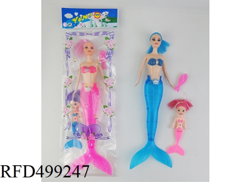 11-INCH FULL-BODY LIGHT MERMAID DOLL PLUS 3-INCH FULL-BODY MERMAID PLUS FISH COMB MULTI-COLOR MIX