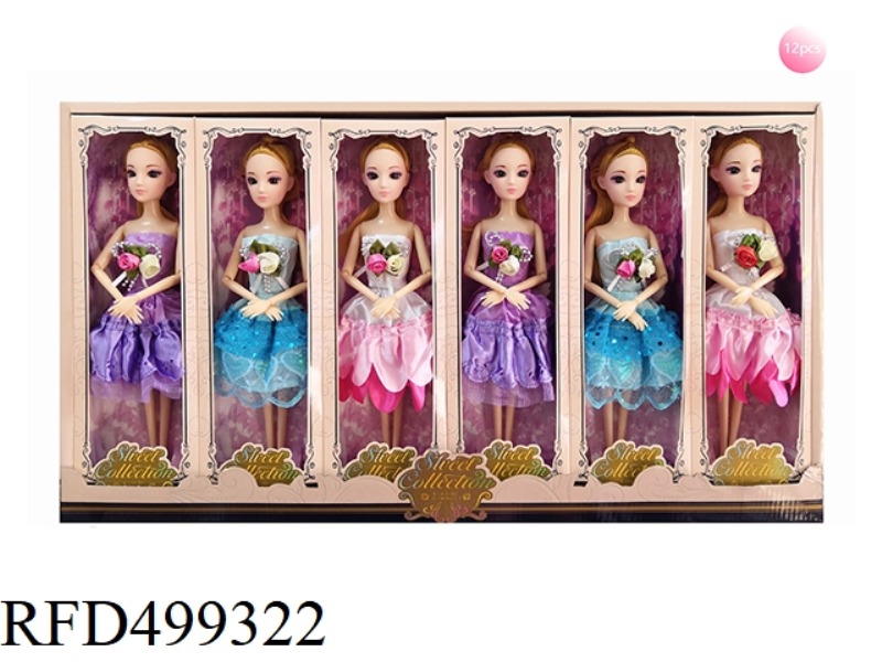 11-INCH FULL-BODY NINE-JOINTED CALF 3D EYE BARBIE PRINCESS 12PCS