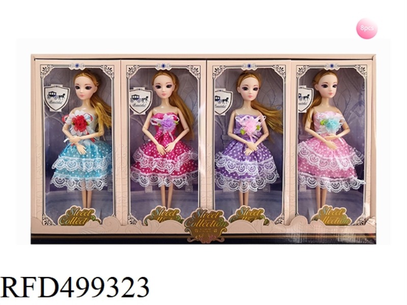 11-INCH FULL-BODY NINE-JOINTED CALF 3D EYE BARBIE PRINCESS 8PCS