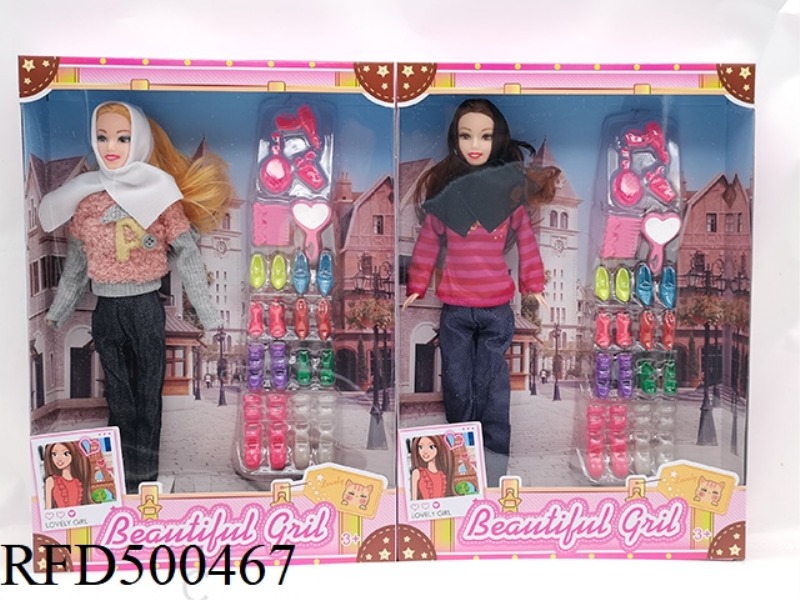 11.5 INCH JOINT BODY MUSLIM DOLL WITH SHOE BLISTER 2 MIXED