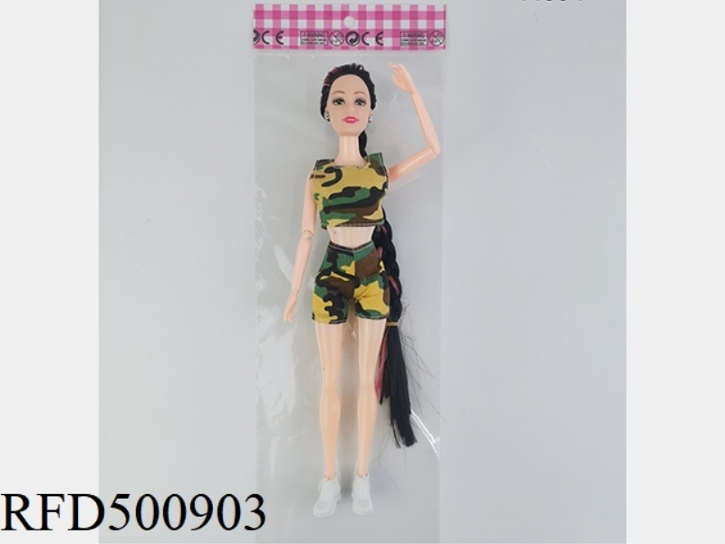 ELEVEN INCH FULL-BODY NINE-JOINTED BRAIDED MILITARY BARBIE DOLL