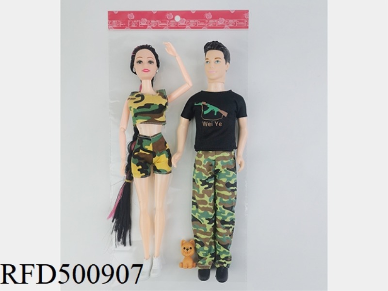 11-INCH FULL-BODY LIVE HAND MALE SOLDIER PLUS 11-INCH FULL-BODY NINE-JOINT LONG BRAID MILITARY BARBI