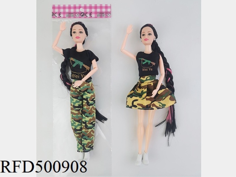 ELEVEN INCH FULL-BODY NINE-JOINTED BRAIDED MILITARY BARBIE DOLL