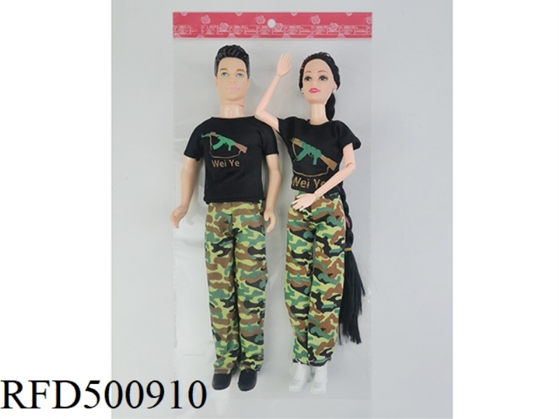 11-INCH FULL-BODY LIVE HAND MALE SOLDIER PLUS 11-INCH FULL-BODY NINE-JOINT LONG BRAID MILITARY BARBI