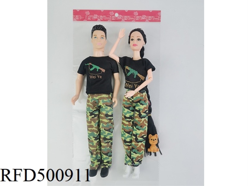 11-INCH FULL-BODY LIVE HAND MALE SOLDIER PLUS 11-INCH FULL-BODY NINE-JOINT LONG BRAID MILITARY BARBI