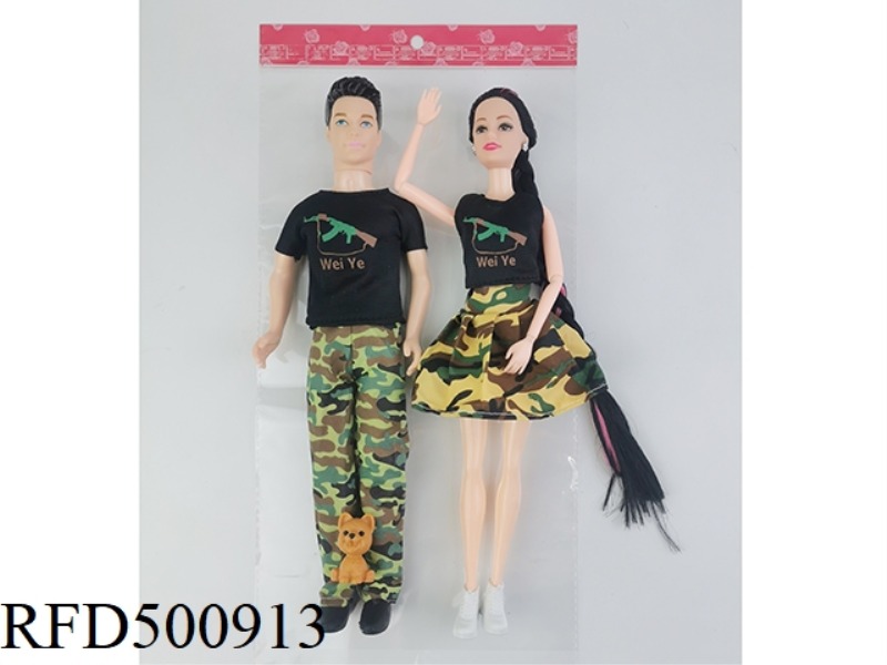 11-INCH FULL-BODY LIVE HAND MALE SOLDIER PLUS 11-INCH FULL-BODY NINE-JOINT LONG BRAID MILITARY BARBI