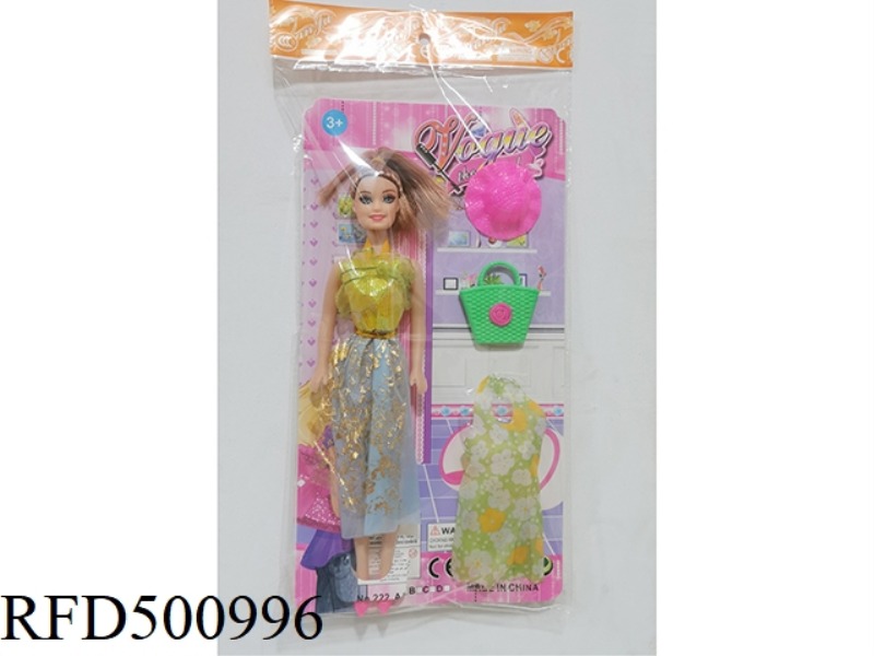11-INCH BARBIE WITH A HAT AND A BAG AND A HANGING SHIRT