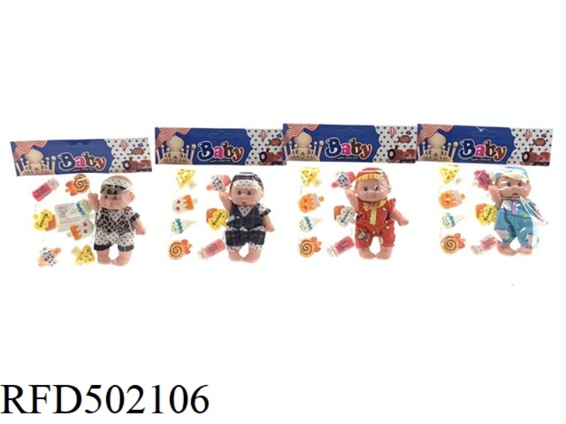 5 INCH RUBBER COATED CARTOON DOLL WITH DESSERT BLISTER SHEET