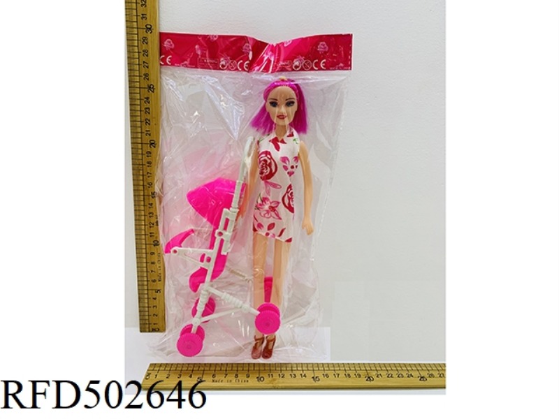 ELEVEN INCH BARBIE AND CART