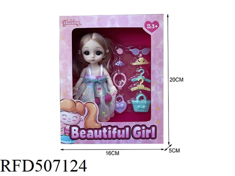12-JOINT 6-INCH BEAUTIFUL 3D EYE DOLL WITH ACCESSORIES (FULL-BODY)