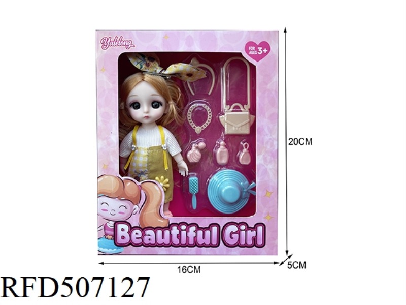 12-JOINT 6-INCH BEAUTIFUL 3D EYE DOLL WITH ACCESSORIES (FULL-BODY)