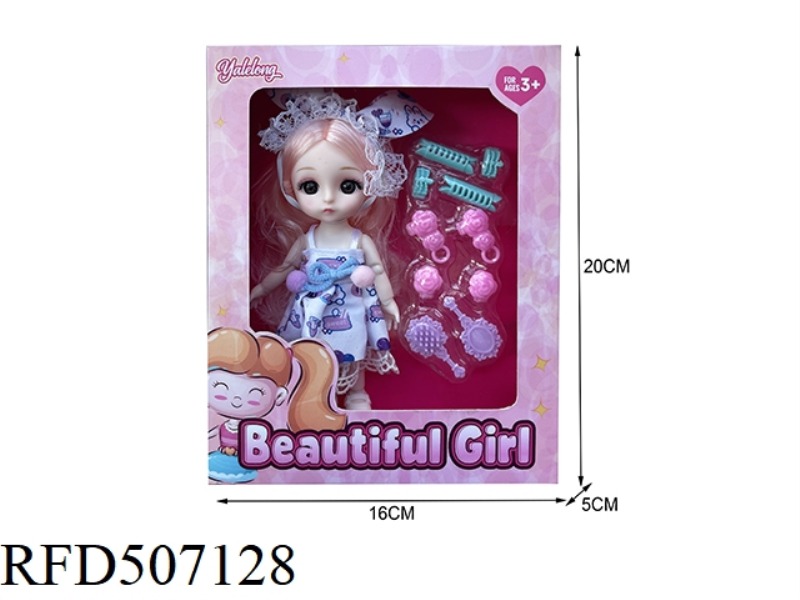 12-JOINT 6-INCH BEAUTIFUL 3D EYE DOLL WITH ACCESSORIES (FULL-BODY)