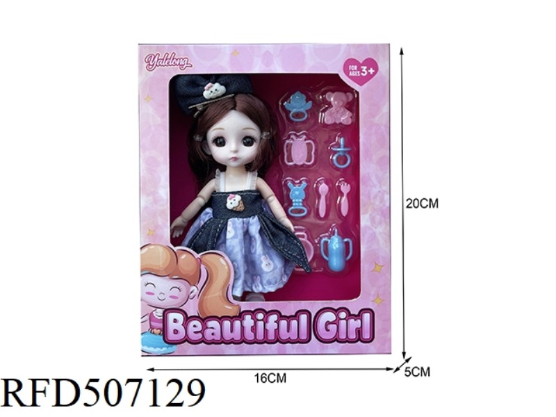 12-JOINT 6-INCH BEAUTIFUL 3D EYE DOLL WITH ACCESSORIES (FULL-BODY)