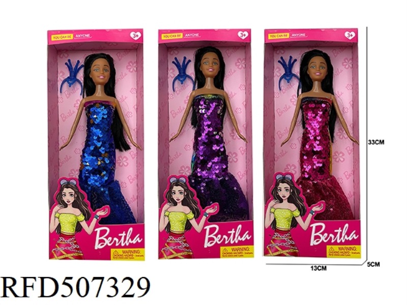 THIS 11-INCH SEQUIN WAS A BLACK SKIN COLOR CHANGING GIRL/FULL BODY / 3-SIZE COMPOSITE