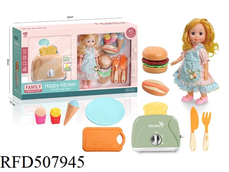 12 INCH DOLL AND TOASTER SET