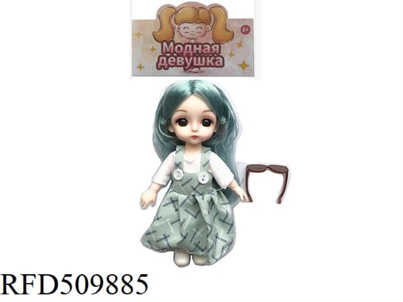 A LITTLE GIRL IN A CUTE, 6-INCH, JOINTED DRESS
