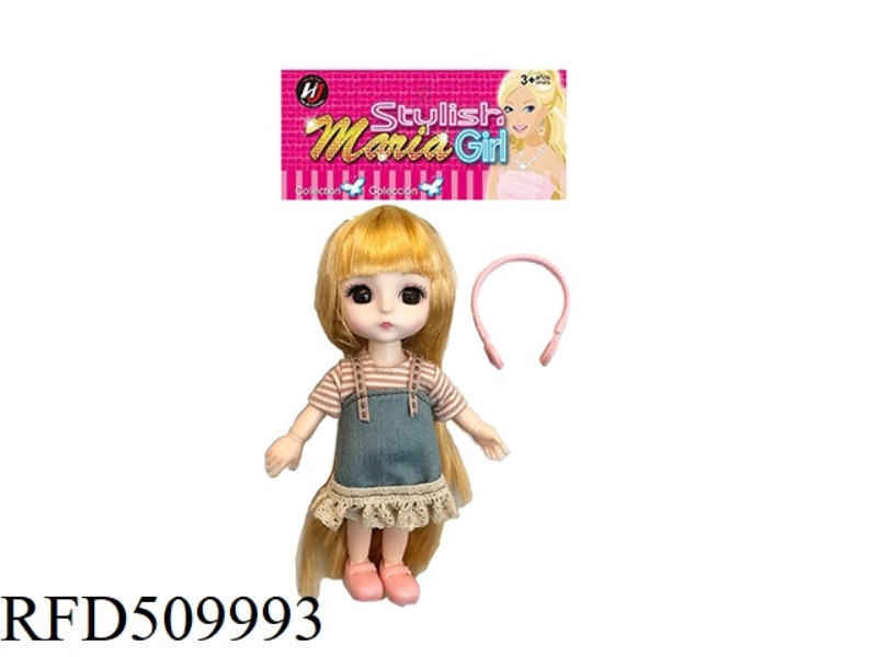 6-INCH BALL SIZE 13-JOINT 3D TRUE EYE DENIM DRESS LITTLE GIRL WITH A SCRUNCHIE