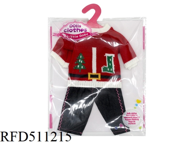 DOLL CLOTHES * RED WOOL CHRISTMAS TOP + JEANS