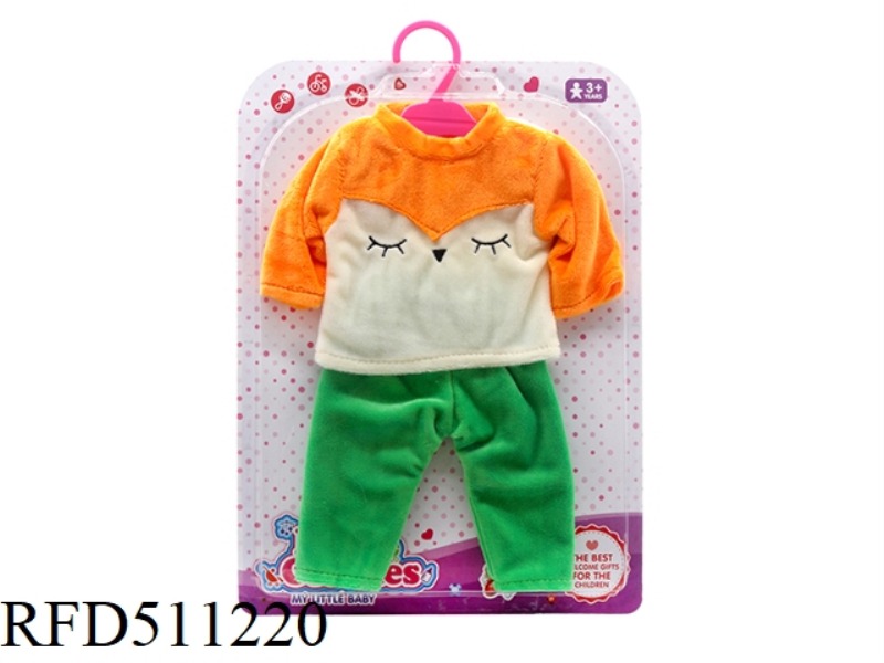 DOLL CLOTHES * ORANGE AND YELLOW FOX TOP + EMERALD GREEN PANTS