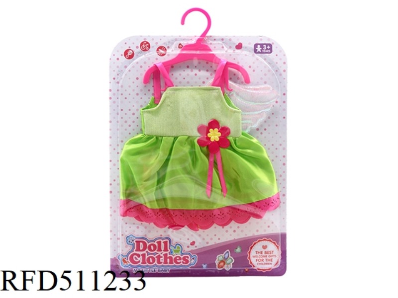 DOLL CLOTHES * GREEN AND RED FLOWER FAIRY DRESS WITH WINGS