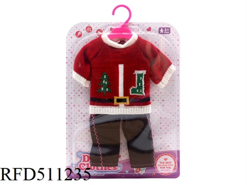 DOLL CLOTHES * RED WOOL CHRISTMAS TOP + JEANS