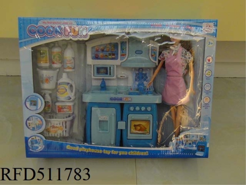SEPARABLE CABINET + BARBIE + SANITARY WARE BLUE WITH LIGHTS AND MUSIC
