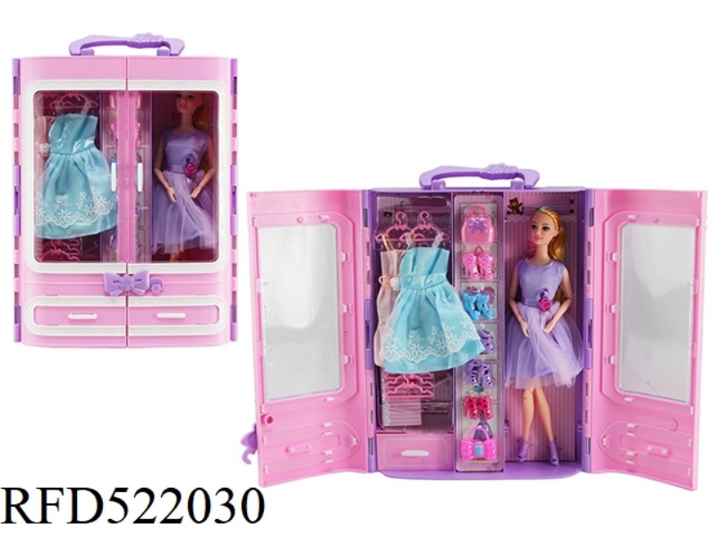 TRANSPARENT FASHION BARBIE CLOSET WITH WINDOW OPENING (DOLL INCLUDED)