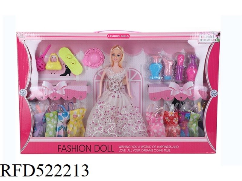 SOLID BARBIE SUIT 10 PIECES OF HANGING CLOTHES + 8 ACCESSORIES