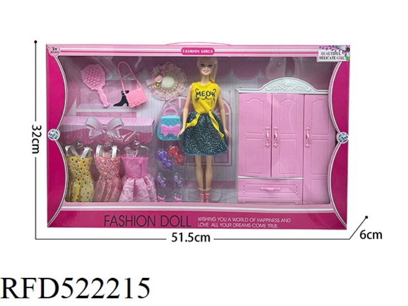 11.5 INCH FASHION CHANGE DOLL + WARDROBE