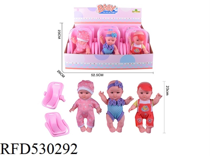 10 INCH GLUE DOLL FOR MALE. PORTABLE BABY BASKET.3 TYPES MIXED.6PCS