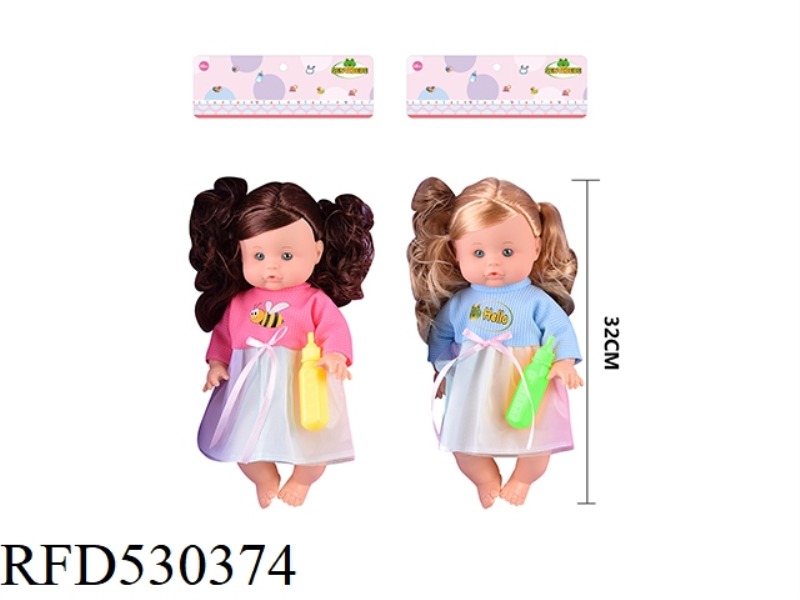 14 INCH BLOW BOTTLE, FIXED EYE WATER FEMALE DOLL. WITH SUCTION BOTTLE. WITH 6 SOUND IC. TWO MIXED