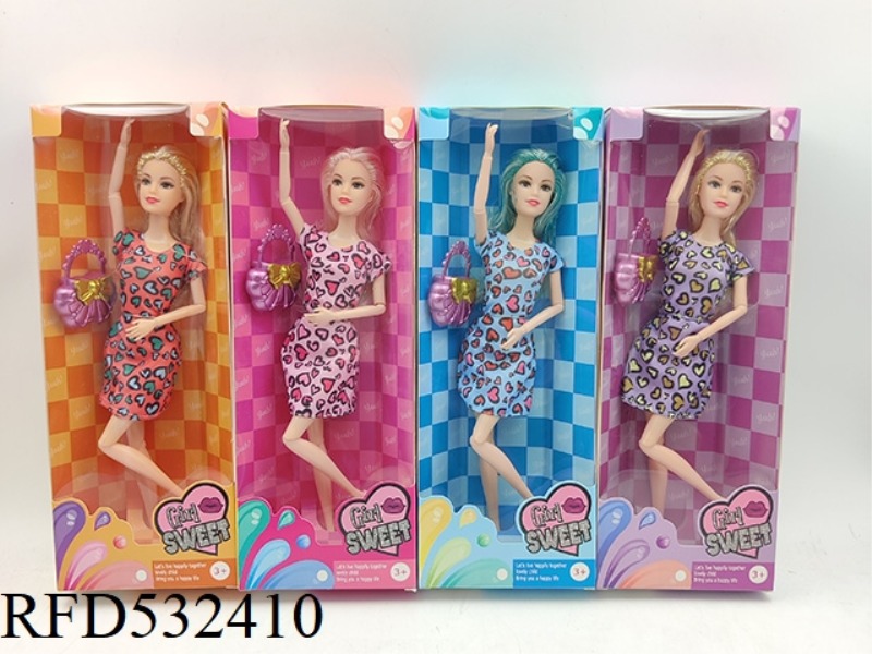 11 INCH SOLID BODY 11 JOINTS TREND BARBIE + BAG FOUR MIXED