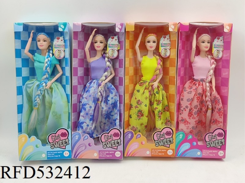 11 INCH SOLID DRESS OFTEN LONG BRAID BARBIE FOUR MIXED