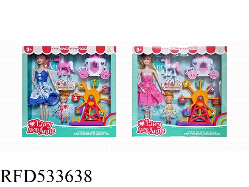 BARBIE AMUSEMENT PARK FERRIS WHEEL AND WAGON SET