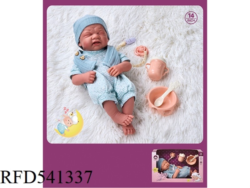 14 INCH VINYL DOLL - LYING ON HER SIDE